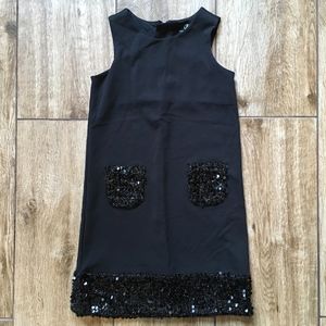 Lands' End Black Sequin Pocket Dress